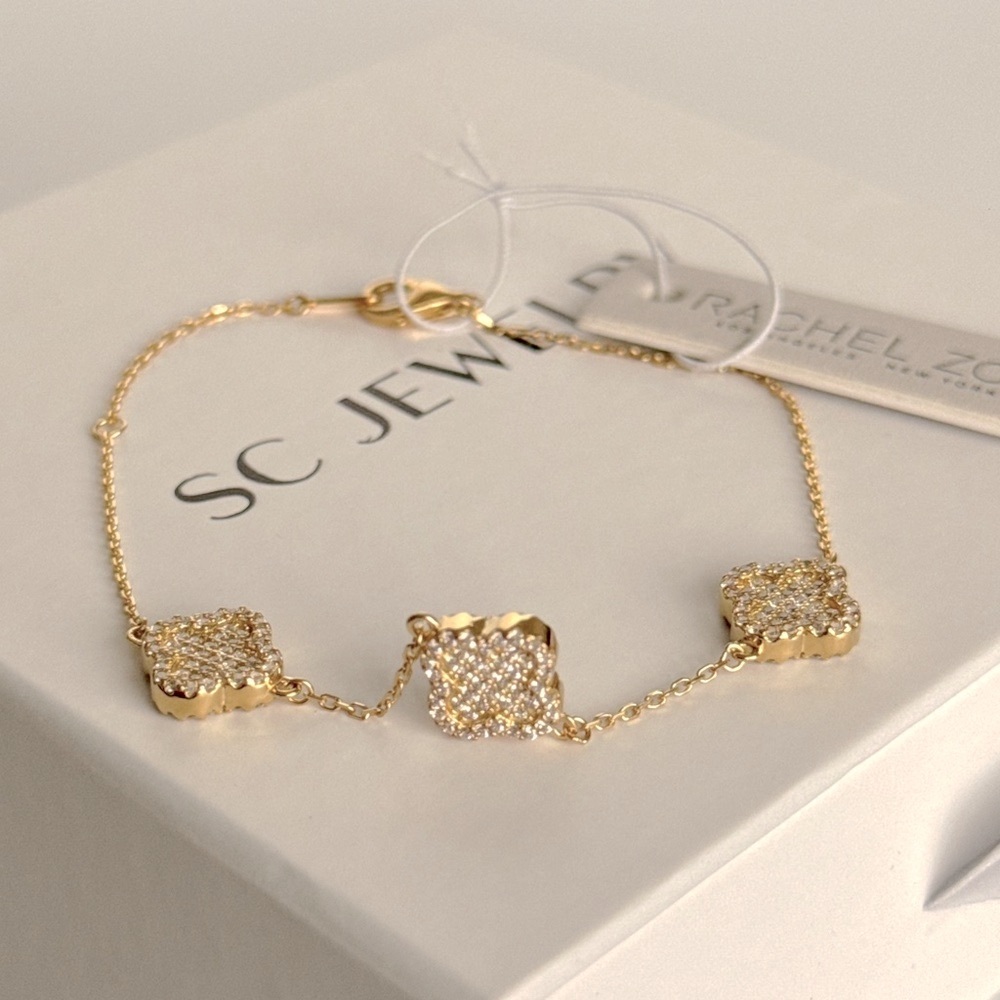 Rachel Zoe Clover Bracelet Cubic Zirconia Sterling Silver